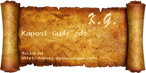 Kaposi Győző névjegykártya